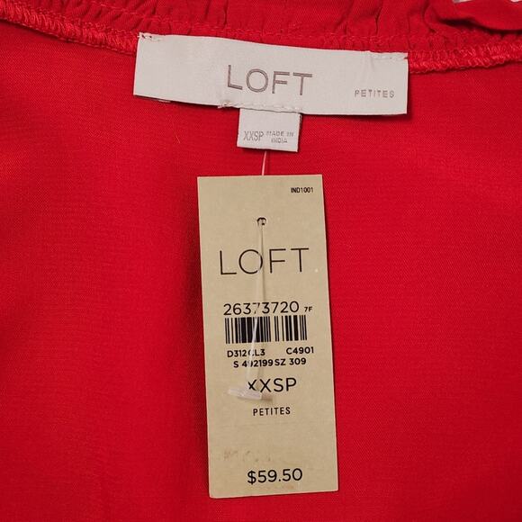 Loft Red Long Sleeve Wrap Blouse Top XXS Petite - Picture 7 of 7